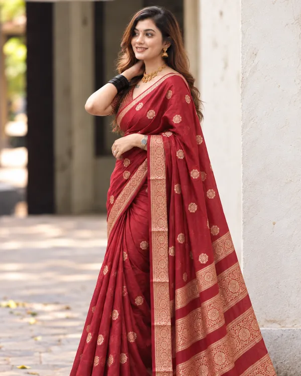 Wine_Floral_Banarasi_Silk_Saree_Default_Title