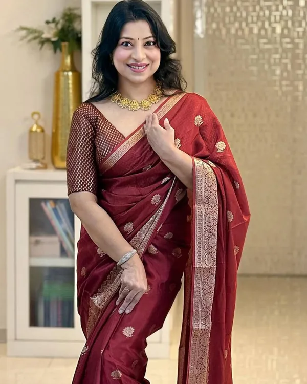Wine_Floral_Banarasi_Silk_Saree_Default_Title