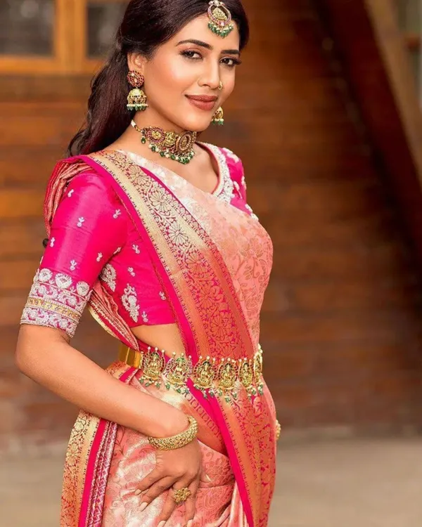 Peach_Magenta_Lichi_Silk_Saree_Default_Title
