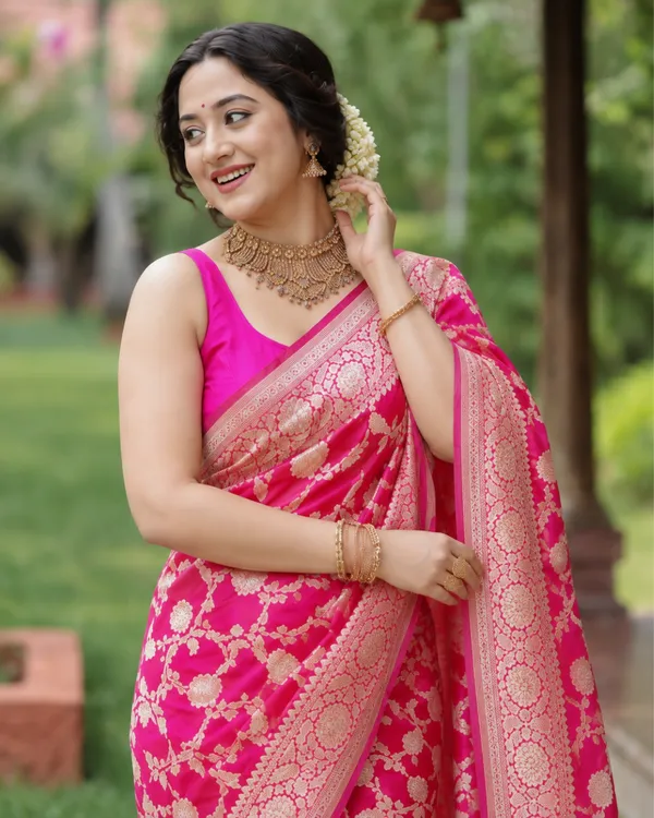 Rani_Pink_Jaal_Lichi_Silk_Saree_Default_Title