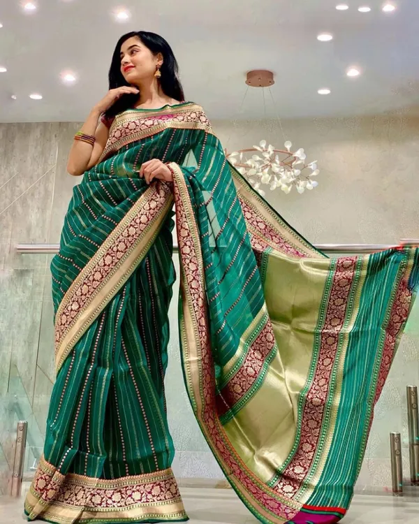 Teal_Magenta_Leheriya_Saree_Default_Title