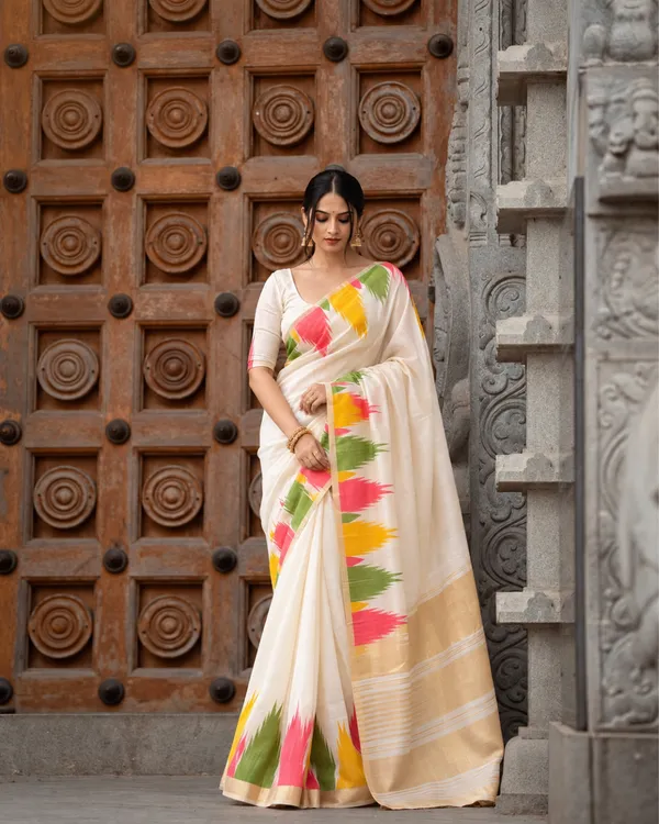 Ivory_Patola_Ikat_Silk_Saree_Default_Title