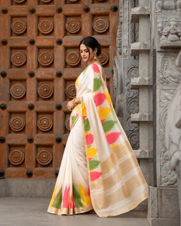 Ivory_Patola_Ikat_Silk_Saree_Default_Title