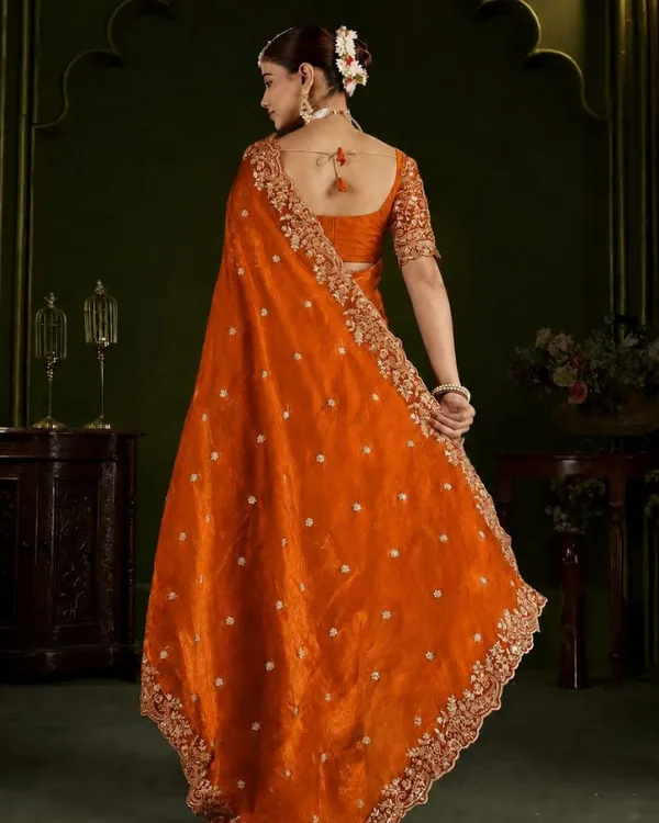 Rust_Orange_Embroidered_Fandy_Saree_Default_Title