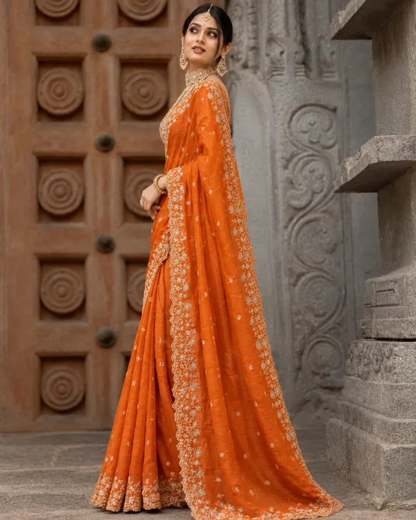 Rust_Orange_Embroidered_Fandy_Saree_Default_Title