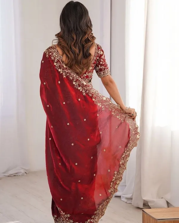 Wine_Maroon_Embroidered_Fandy_Saree_Default_Title