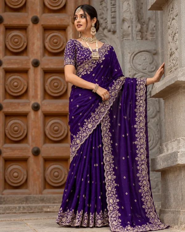 Royal_Violet_Embroidered_Fandy_Saree_Default_Title