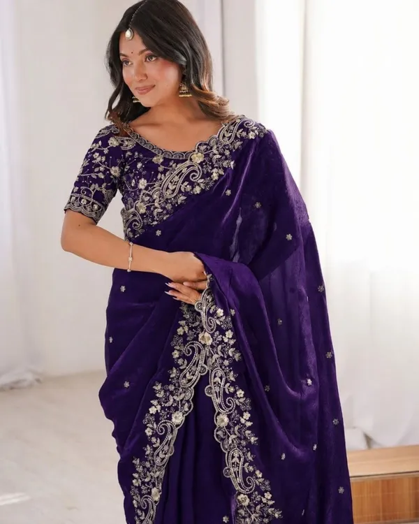 Royal_Violet_Embroidered_Fandy_Saree_Default_Title