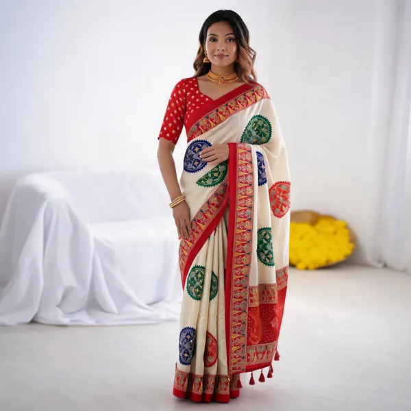 Ivory_White_&_Vermilion_Red_Pure_Modal_Silk_Saree_with_Multicolor_Mandala_Print_&_Traditional_Designer_Pallu