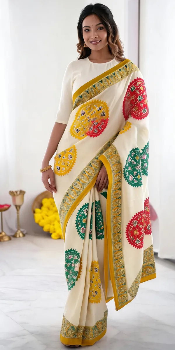 Ivory_White_&_Mustard_Yellow_Pure_Modal_Silk_Saree_with_Multicolor_Mandala_Print_&_Heritage_Designer_Pallu