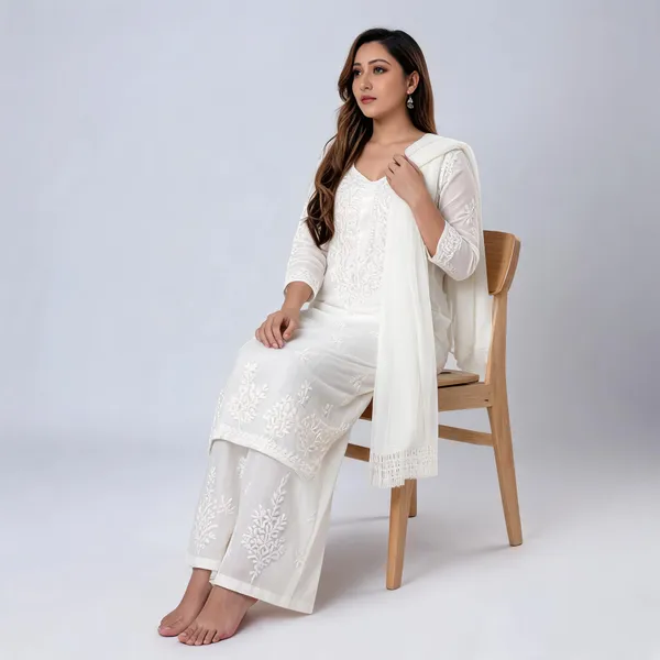 Premium_White_Maslin_Embroidered_Kurti_Set_With_Palazzo_And_Dupatta