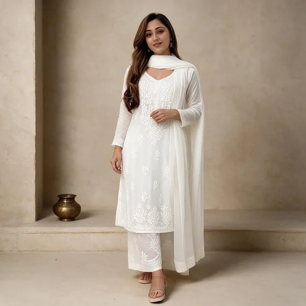 Premium_White_Maslin_Embroidered_Kurti_Set_With_Palazzo_And_Dupatta