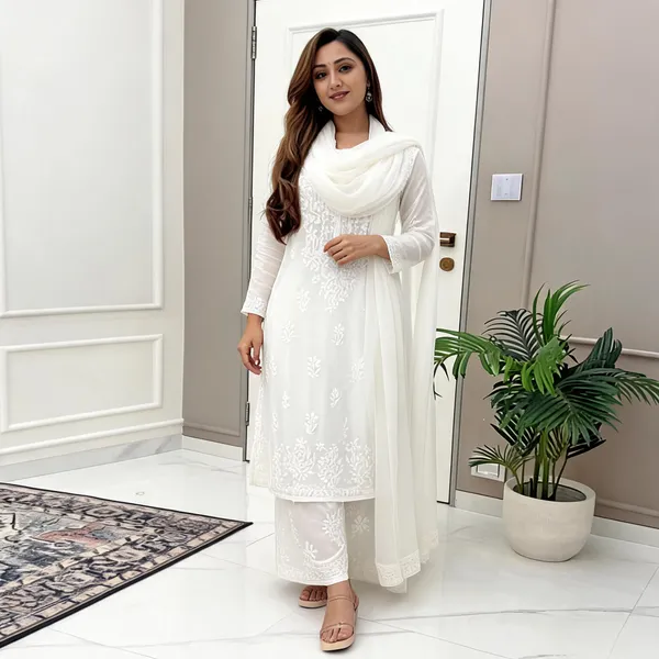 Premium_White_Maslin_Embroidered_Kurti_Set_With_Palazzo_And_Dupatta