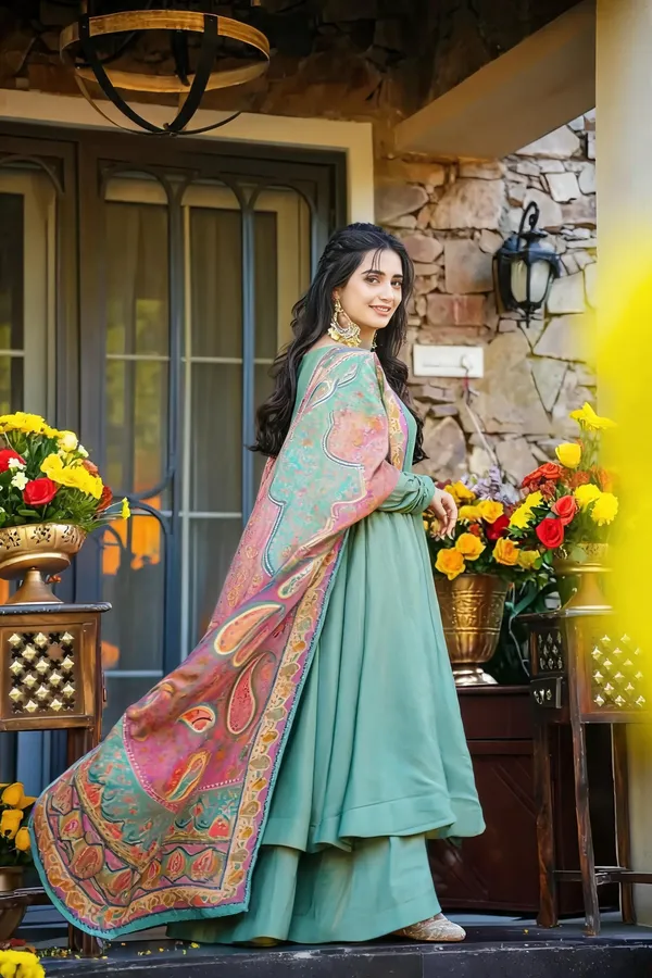 Festive_Wear_Green_Flowy_Anarkali_Suit_With_Printed_Dupatta