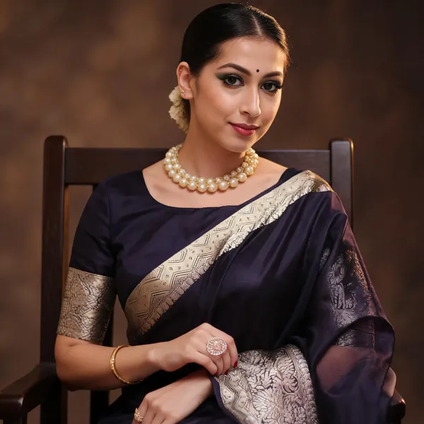 Blue_Kanjivaram_Organza_Saree_with_Rich_Woven_Zari_Border_|_Festive_&_Wedding_Wear