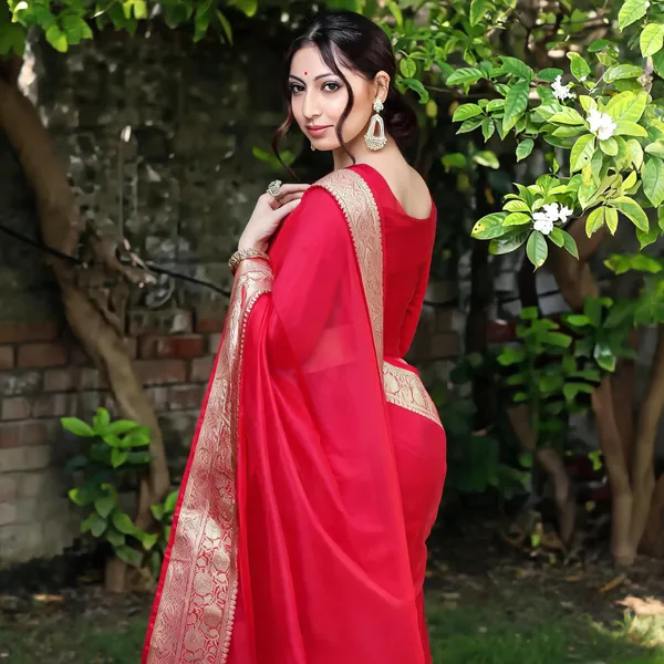 Red_Kanjivaram_Organza_Saree_with_Woven_Zari_Border_|_Wedding_&_Festive_Wear