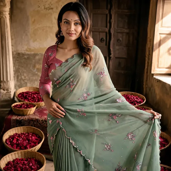Sage_Green_Georgette_Embroidered_Saree_with_Floral_Sequin_Work_&_Designer_Blouse