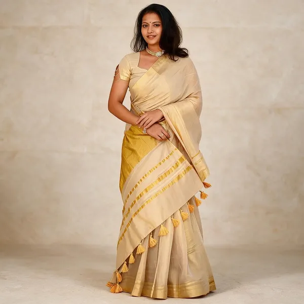 Women's_Off_White_Kerala_Kasavu_Tissue_Silk_Saree_with_Golden_Zari_Border_&_Tassel_Pallu_|_Traditional_Onam,_Vishu_&_Wedding_Wear_Saree
