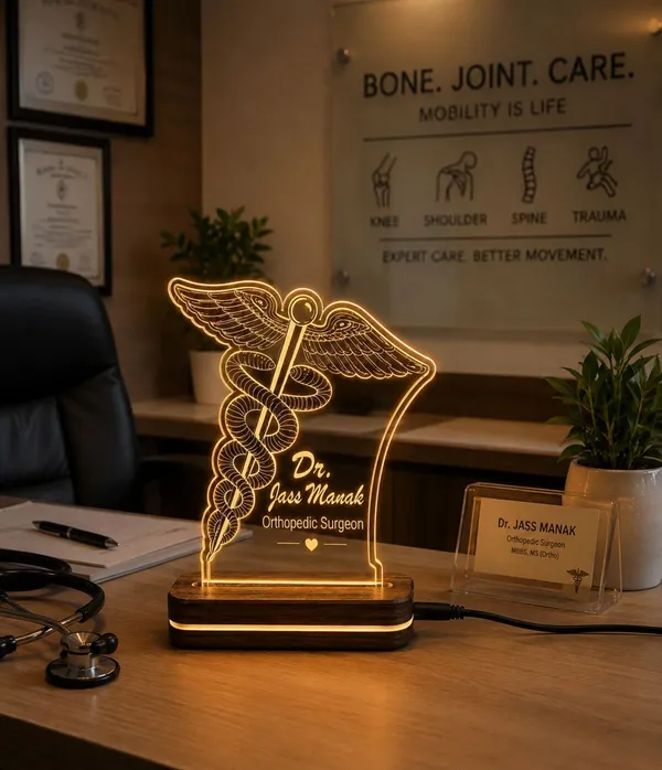 Tokens_N_Tales_Acrylic_Medical_Caduceus_LED_Desk_Lamp_|_Gift_for_Doctor
