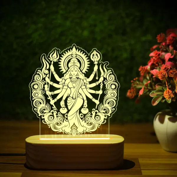 Tokens_N_Tales_Acrylic_Durga_Illuminated_Table_Lamp