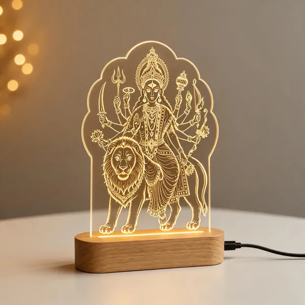 Acrylic_&_Wood_Durga_Maa_Religious_LED_Table_Lamp