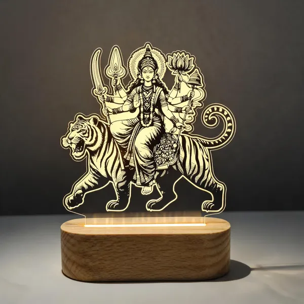 Acrylic_&_Wood_Durga_Maa_Devotional_LED_Table_Lamp