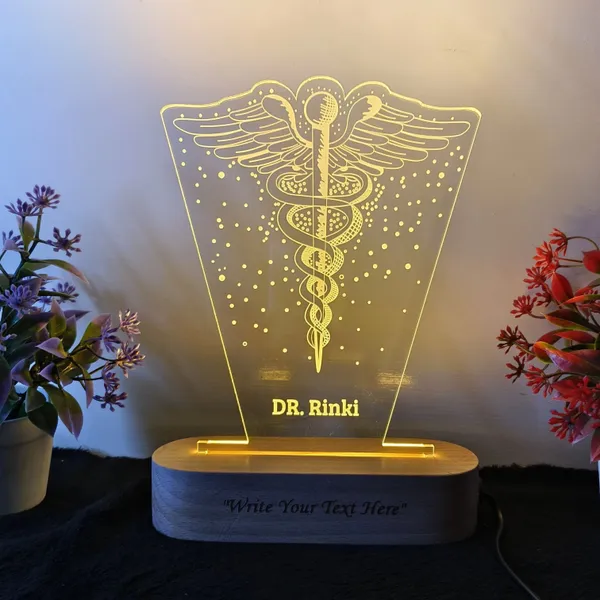 Tokens_N_Tales_Acrylic_Medical_Caduceus_LED_Lamp_|_Gift_for_Doctor