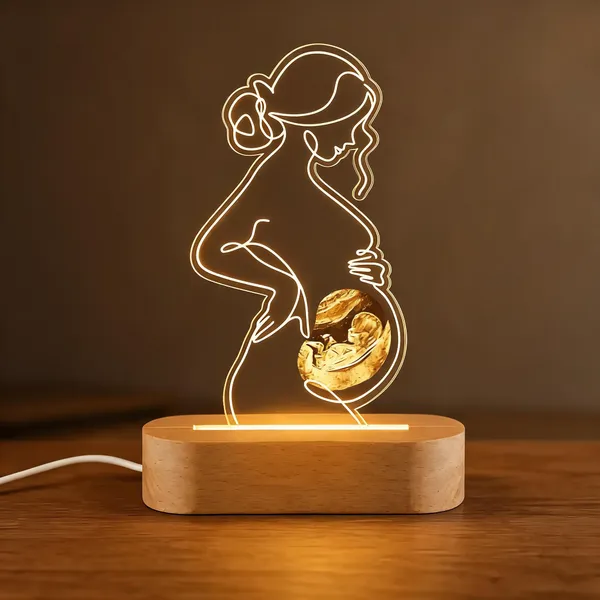 Acrylic_Wooden_Base_Pregnancy_Silhouette_LED_Table_Lamp