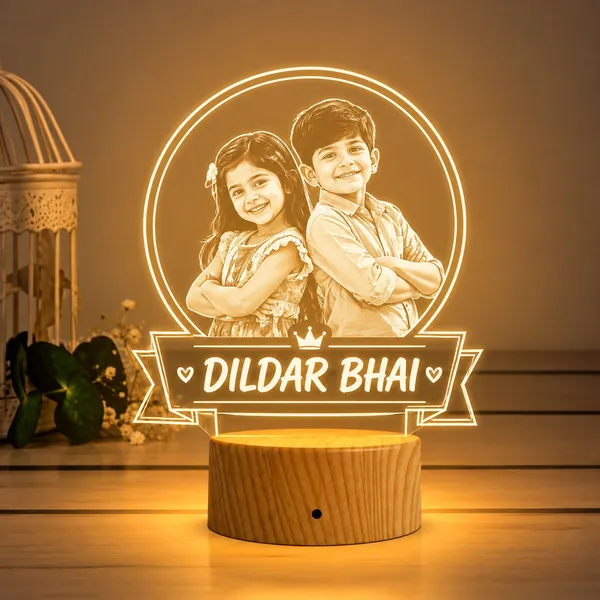 Tokens_N_Tales_Acrylic_Sibling_LED_Lamp_with_Wooden_Base_|_Rakhi_Gift