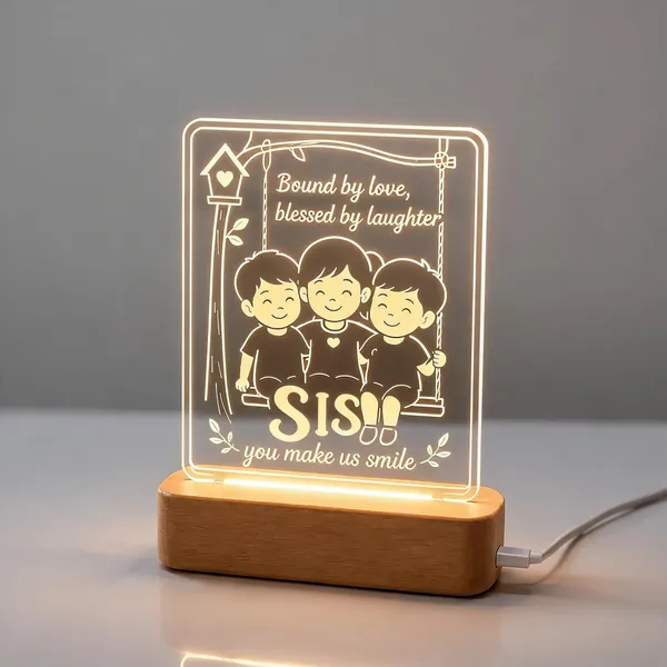 Acrylic_Sister-Themed_LED_Table_Lamp_With_Wooden_Base
