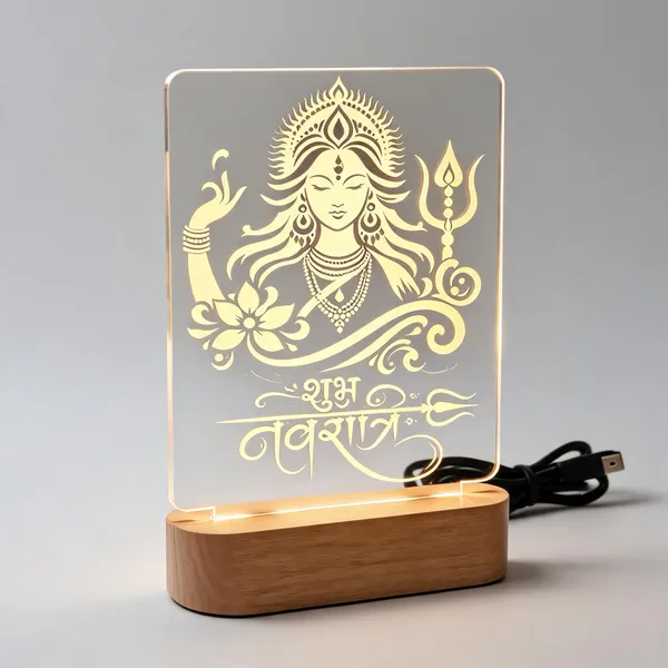 Acrylic_&_Wood_Navratri_Goddess_LED_Table_Lamp