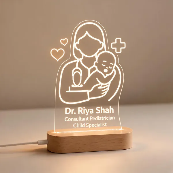 Acrylic_Personalized_Doctor_LED_Table_Lamp_With_Wooden_Base