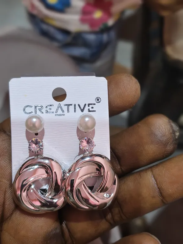 Pink_And_Silver_Pearl-Style_Knot_Drop_Earrings_for_Women