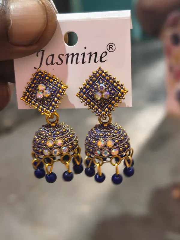 Blue_Gold_Oxidized_Jhumka_Earrings_for_Women