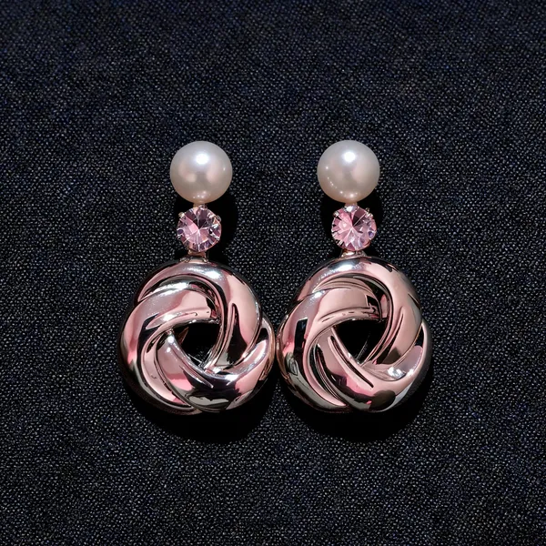 Pink_And_Silver_Pearl-Style_Knot_Drop_Earrings_for_Women