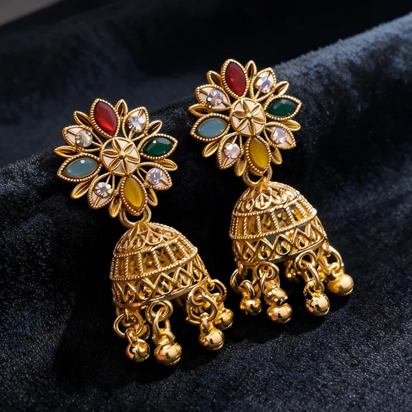 Gold_Tone_Multicolour_Stone_Jhumka_Earrings_for_Women