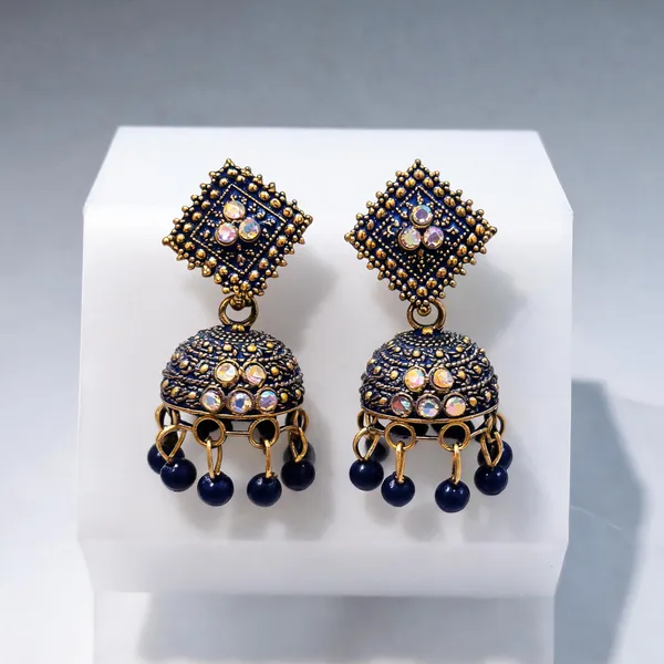 Blue_Gold_Oxidized_Jhumka_Earrings_for_Women