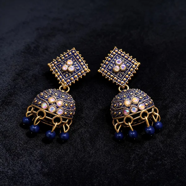 Blue_Gold_Oxidized_Jhumka_Earrings_for_Women