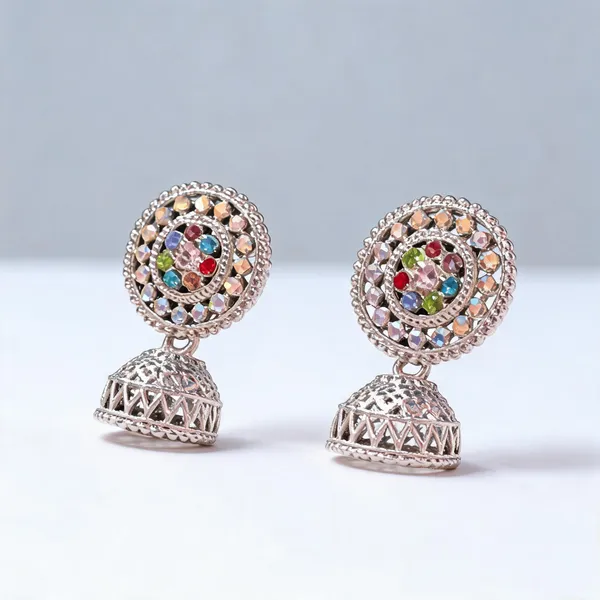 Silver_Tone_Multicolor_Stone_Jhumka_Earrings_for_Women
