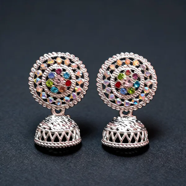 Silver_Tone_Multicolor_Stone_Jhumka_Earrings_for_Women