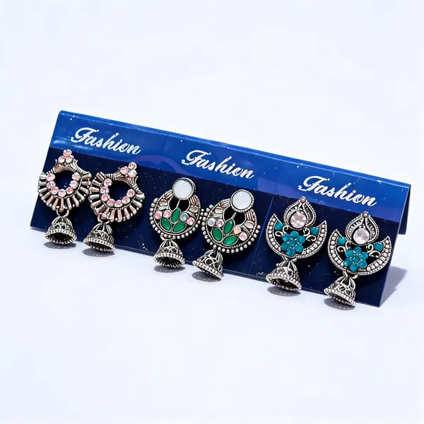 Multicolor_Oxidized_Jhumka_Earrings_Set_for_Women