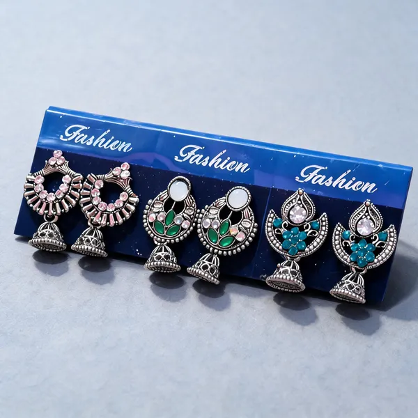 Multicolor_Oxidized_Jhumka_Earrings_Set_for_Women