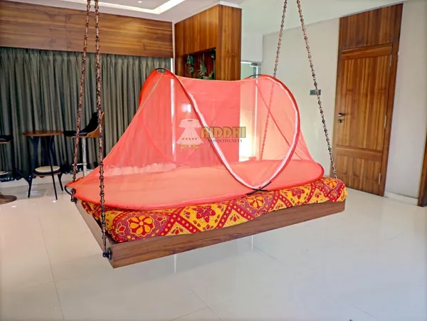 Mesh_Pop_Up_Single_Bed_Mosquito_Net_Orange