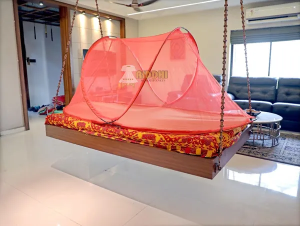 Mesh_Pop_Up_Single_Bed_Mosquito_Net_Orange