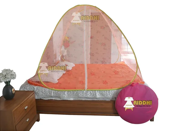 Printed_Foldable_Mosquito_Net_Tent_For_Double_Bed_Floral_Design_Pop_Up_Mosquito_Protection_Net_Tent_With_Bag_Orange_Yellow