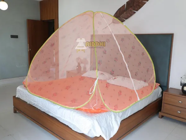 Printed_Foldable_Mosquito_Net_Tent_For_Double_Bed_Floral_Design_Pop_Up_Mosquito_Protection_Net_Tent_With_Bag_Orange_Yellow