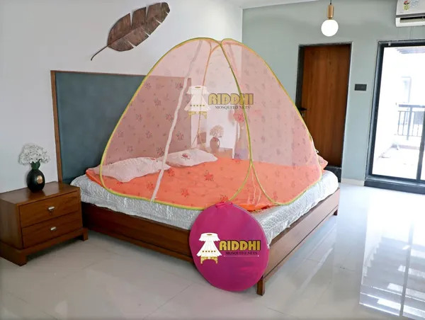 Printed_Foldable_Mosquito_Net_Tent_For_Double_Bed_Floral_Design_Pop_Up_Mosquito_Protection_Net_Tent_With_Bag_Orange_Yellow