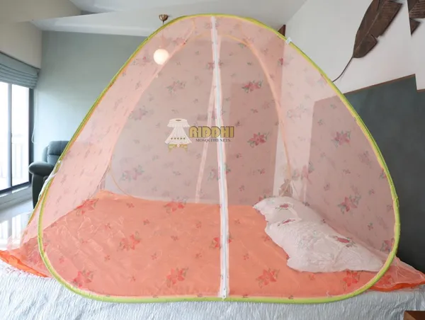 Printed_Foldable_Mosquito_Net_Tent_For_Double_Bed_Floral_Design_Pop_Up_Mosquito_Protection_Net_Tent_With_Bag_Orange_Yellow