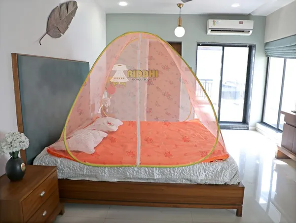 Printed_Foldable_Mosquito_Net_Tent_For_Double_Bed_Floral_Design_Pop_Up_Mosquito_Protection_Net_Tent_With_Bag_Orange_Yellow