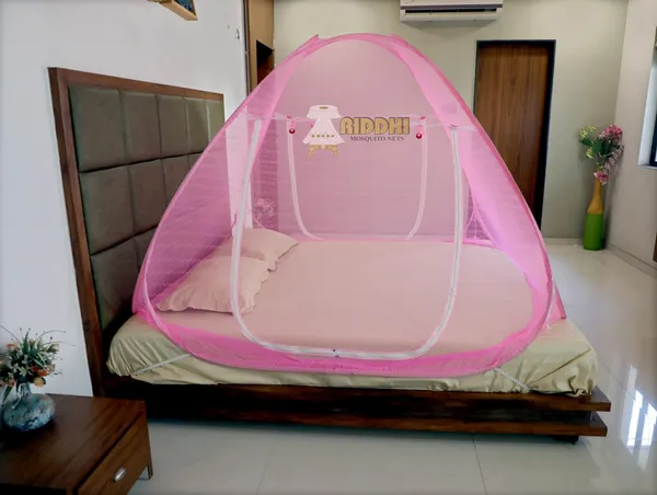 Jacquard_Printed_Pop_Up_Double_Bed_Mosquito_Net_Pink